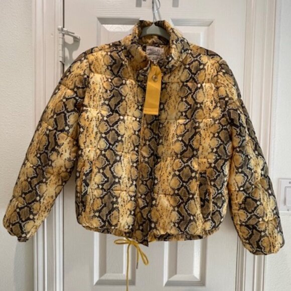 Ashley By 26 International Jackets & Blazers - Ashley X 26 International Yellow Snakeskin Print Puffer Jacket